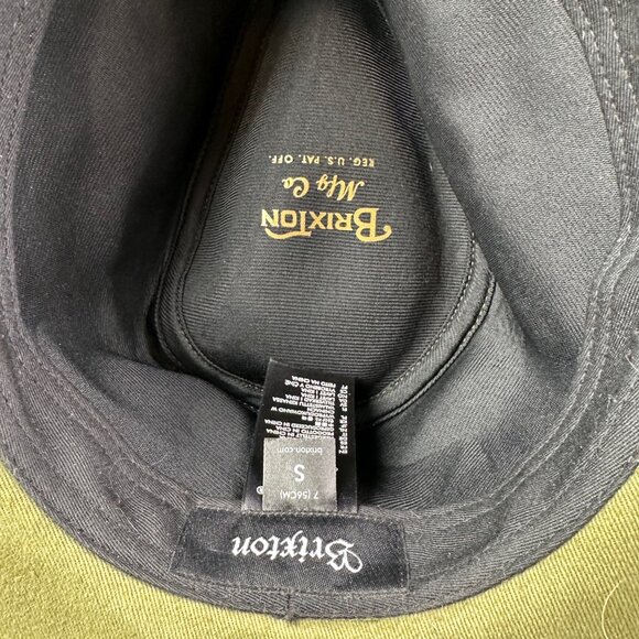 Brixton Wesley Packable Fedora Cotton Olive Green Leather Band Unisex Size Small - Picture 3 of 4